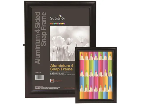 Kliklijst Seco A1 zwart 25mm Aluminium frame, anti-glans PVC voorkant