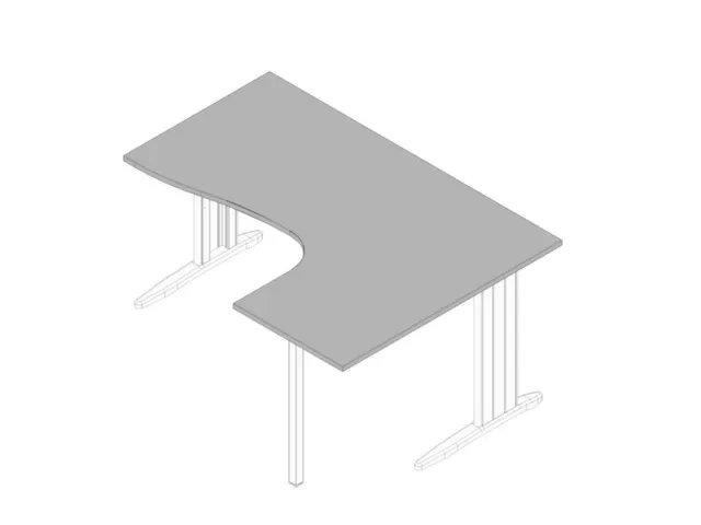 hoek-bureau,HxBxD 730x1600x1200mm,blad grijs,verdieping rechts