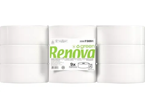 Renova Green toiletpapier Jumbo 2-laags 250m pak van 9 rollen
