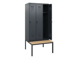 locker met bank,HxBxD 1950x900x815mm,3vak,vak B 300mm,draaigrendel