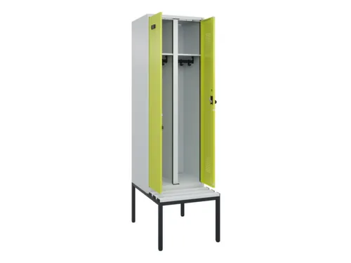 locker met bank,voor scheiding van kleding,HxBxD 2120x600x815mm,2vak