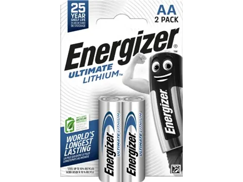 batterijen Lithium AA, blister van 2 stuks