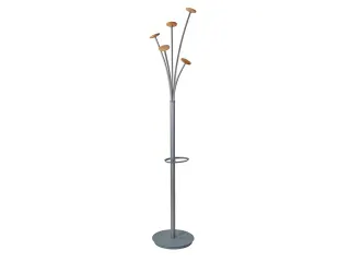 Festival kapstok 5 haken 187 cm grijs / hout met parapluhouder - 1