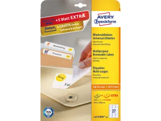 etiket Avery ILK 63,5x29,6mm wit NP 25 vel 27 etiketten per vel - 1