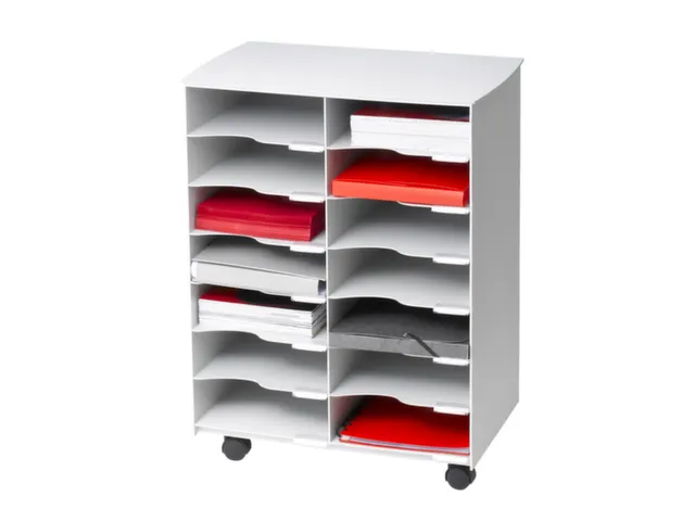 transportwagen,HxBxD 699x545x335mm,14vakken,romp grijs,front grijs