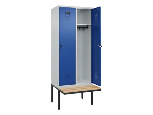 locker met bank,HxBxD 2120x800x815mm,2vak,vak B 400mm,draaigrendel