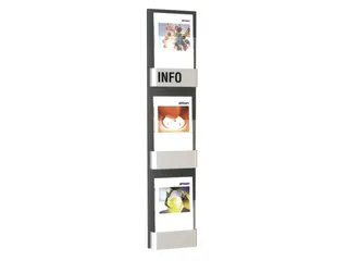 wandfolderhouder,HxBxD 1200x260x65mm,v. 3xDIN A4,acryl planken - 2