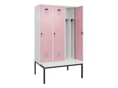 locker met bank,voor scheiding van kleding,HxBxD 2120x1200x815mm,3vak