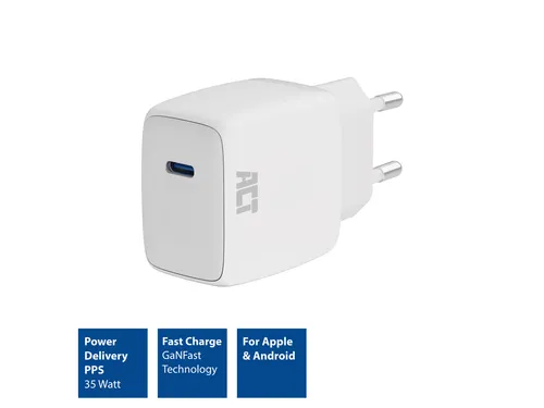 Oplader ACT 35w 1-poort usb c wit