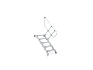 industriële trap,bordes H 3,25m,13treden,trede D 175mm,verzinkt - 2