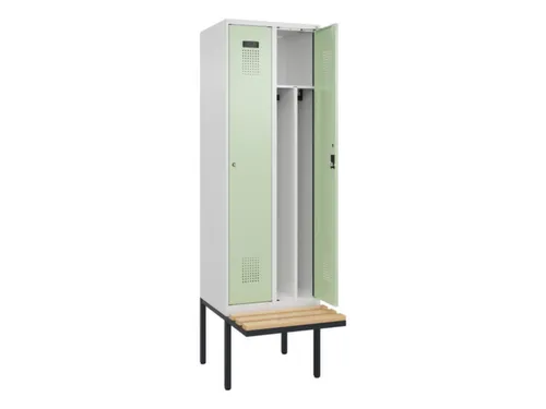 locker met bank,voor scheiding van kleding,HxBxD 2120x600x815mm,2vak