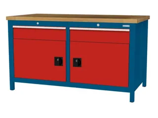 werkbank,HxBxD 860x1500x750mm,onderstel RAL5010,fronten RAL3020 - 3