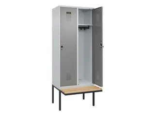 locker met bank,HxBxD 2120x800x815mm,2vak,vak B 400mm,draaigrendel - 2