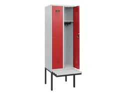 locker met bank,HxBxD 1950x600x815mm,2vak,vak B 300mm,cilinderslot