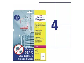 Antimicrobiële etiketten afneembaar transparant 105x148mm - 2