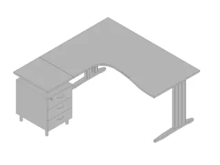 bureauset bureau staand ladeblok links 730x1600x1650mm C-voet grijs - 1