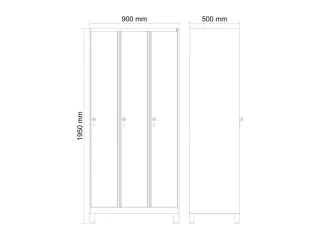 locker,HxBxD 1950x900x500mm,3vak,vak B 300mm,draaigrendel,voeten - 4