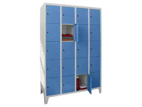 lockerkast,HxBxD 1850x1200x500mm,4x5vakken,RAL7035,front RAL5012