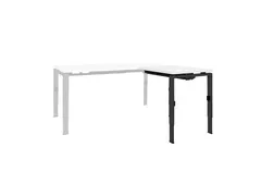 Bureau Linesto N4 aanbouwtafel 80x60cm krijtwit 25mm zwart