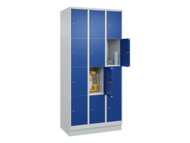 lockerkast,HxBxD 1950x900x500mm,3x4vakken,vak B 300mm,cil.-slot,sokkel