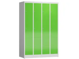 Lockerkast 1800x1185x500mm 4x3 vakken cilinderslot, sokkel, RAL6018