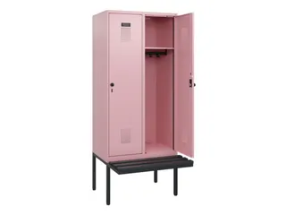 locker met bank,HxBxD 1950x800x815mm,2vak,vak B 400mm,draaigrendel - 1