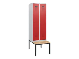 locker met bank,HxBxD 1950x600x815mm,2vak,vak B 300mm,cilinderslot - 2