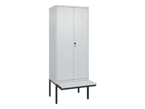 PBM-locker met bank,HxBxD 2120x800x815mm,2vak,vak B 400mm,draaigrendel