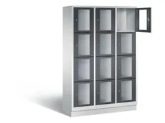 Lockerkast 1800x1200x500mm 3x4 vakken Cilinderslot, Sokkel, RAL7021