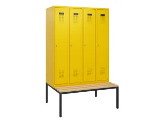 locker met bank,HxBxD 1950x1200x815mm,4vak,vak B 300mm,cilinderslot - 2