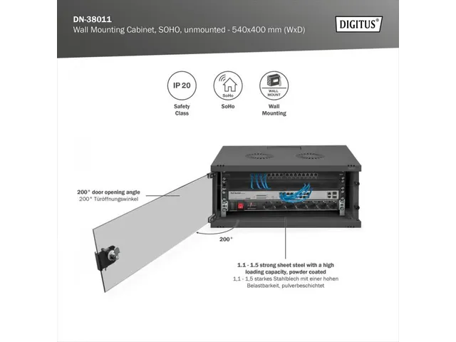 Netwerkkast Ongemonteerd 4U 60kg 483mm 19'' 241x540x400mm Zwart