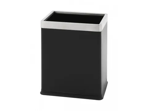 Dubbelwandige papierbak rechthoekig 10 Liter Zwart RVS