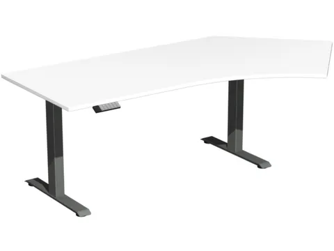 Elektrisch in hgte vst. hoekbureau,HxBxD 630-1280x2166x1130mm,blad wit