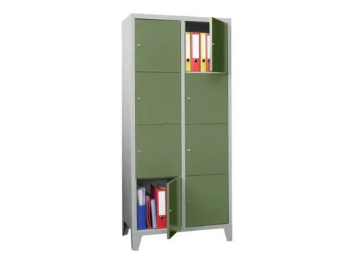 lockerkast,HxBxD 1850x800x500mm,2x4vakken,RAL7035,front RAL6011