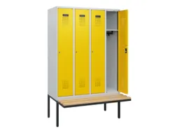 locker met bank,HxBxD 1950x1200x815mm,4vak,vak B 300mm,cilinderslot