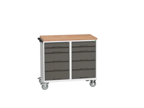 montagetafel 980x1050x600mm multiplexblad 10 laden duwbeugel RAL7016