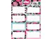 Boeketiket Pink Mint Retro pak 24 etiketten