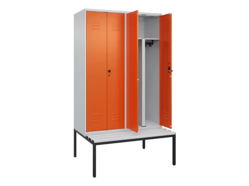 PBM-locker met bank,HxBxD 2120x1200x815mm,4vak,vak B 300mm