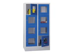 lockerkast,HxBxD 1518x800x500mm,2x4vakken,RAL7035,front RAL6011