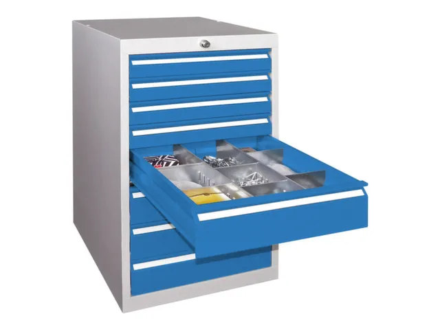 ladekast 800x500x600mm 8laden cilinderslot RAL7035 front RAL5012