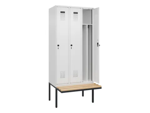 locker met bank,voor scheiding van kleding,HxBxD 2120x900x815mm,3vak