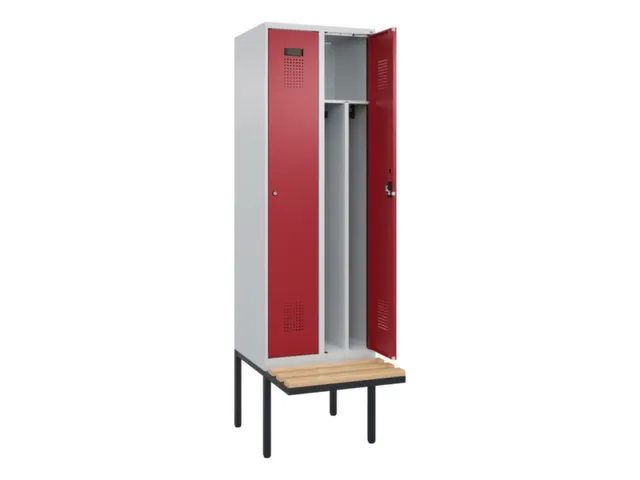 locker met bank,voor scheiding van kleding,HxBxD 2120x600x815mm,2vak