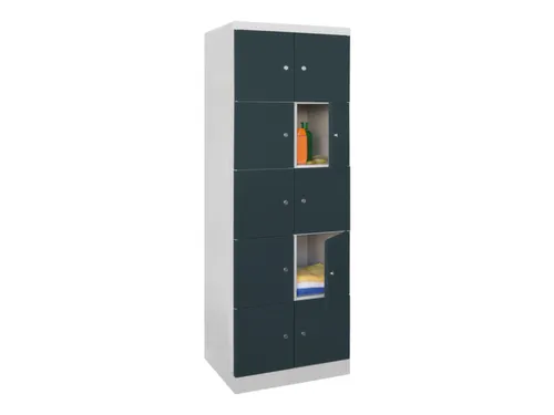 lockerkast,HxBxD 1800x600x500mm,2x5vakken,RAL7035,front RAL7016