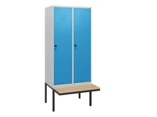 locker met bank,HxBxD 1950x800x815mm,2vak,vak B 400mm,draaigrendel - 1