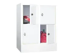 lockerkast,HxBxD 855x600x500mm,2x2vakken,RAL7035,front RAL6011