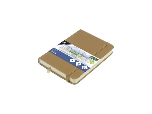 Schetsboek Kangaro A6 taupe PU HC 80 vel 140gr roomwit met elastiek en