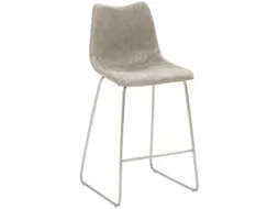Barkruk mySOLO Sledeframe RVS met Zitting kunstleder Vintage Grijs
