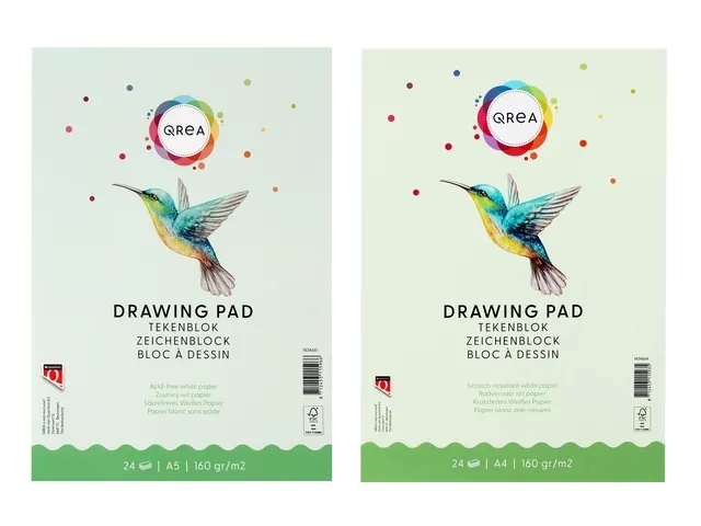 Bloc à dessin Qrea A5 24 feuilles 160g collé