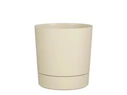 Plantenpot Mica Coco met schotel rond beige 23.5 x 22.5 cm