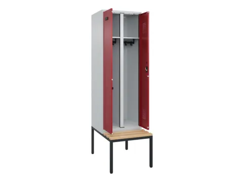 locker met bank,voor scheiding van kleding,HxBxD 2120x600x815mm,2vak